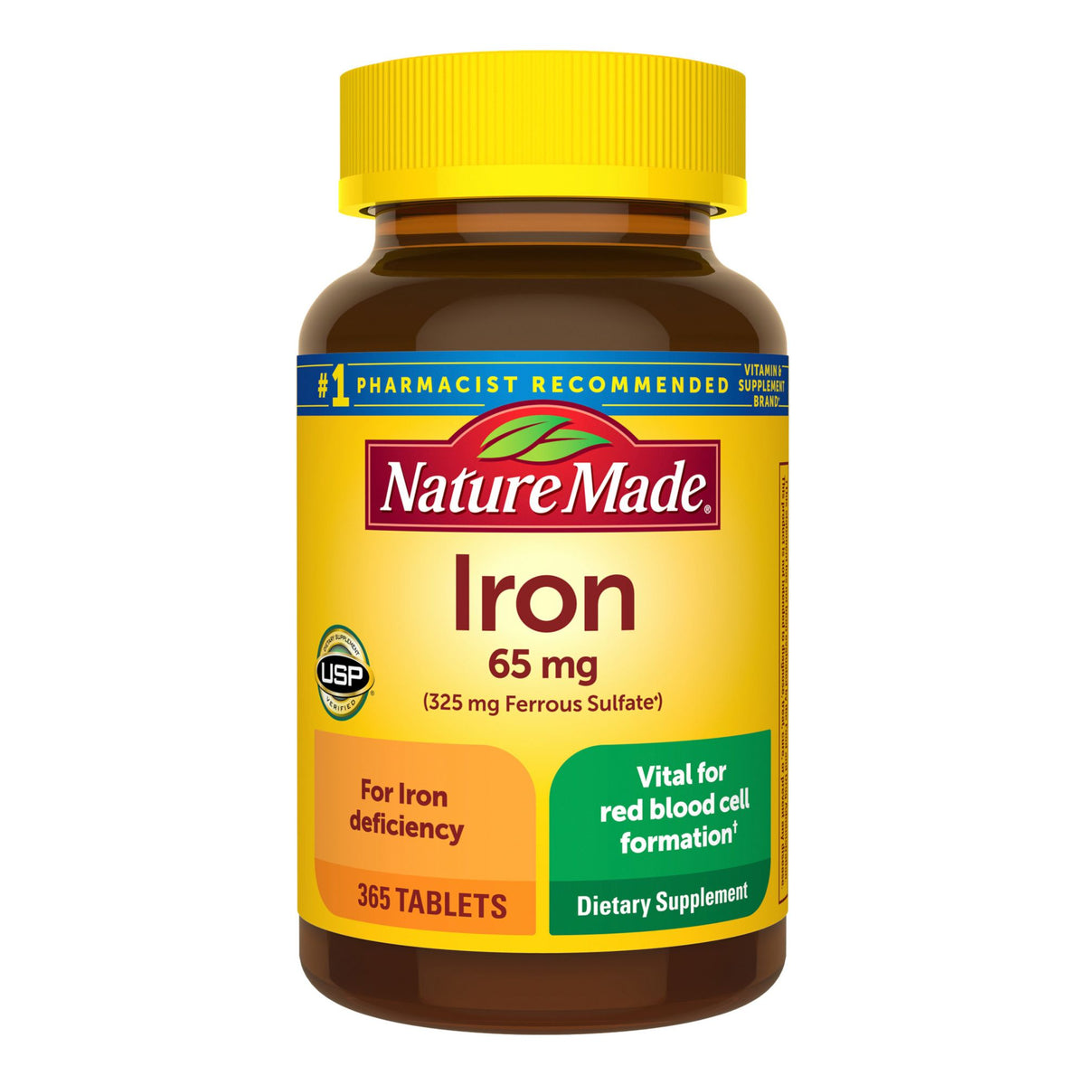 Nature Made Iron 65mg (325mg Ferrous Sulfate) Tablets, 365 ct.