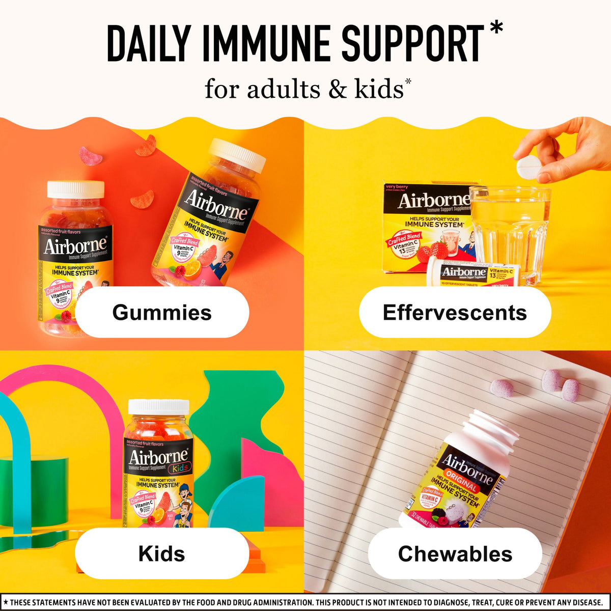 Airborne Immune Support Supplement, Assorted Fruit, Gummies, 75 ct.