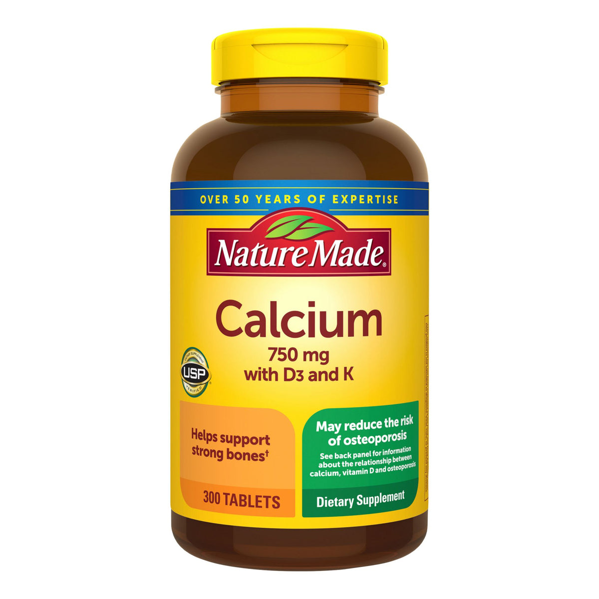 Nature Made Calcium 750mg with Vitamin D3 and K, Tablets, 300 ct.