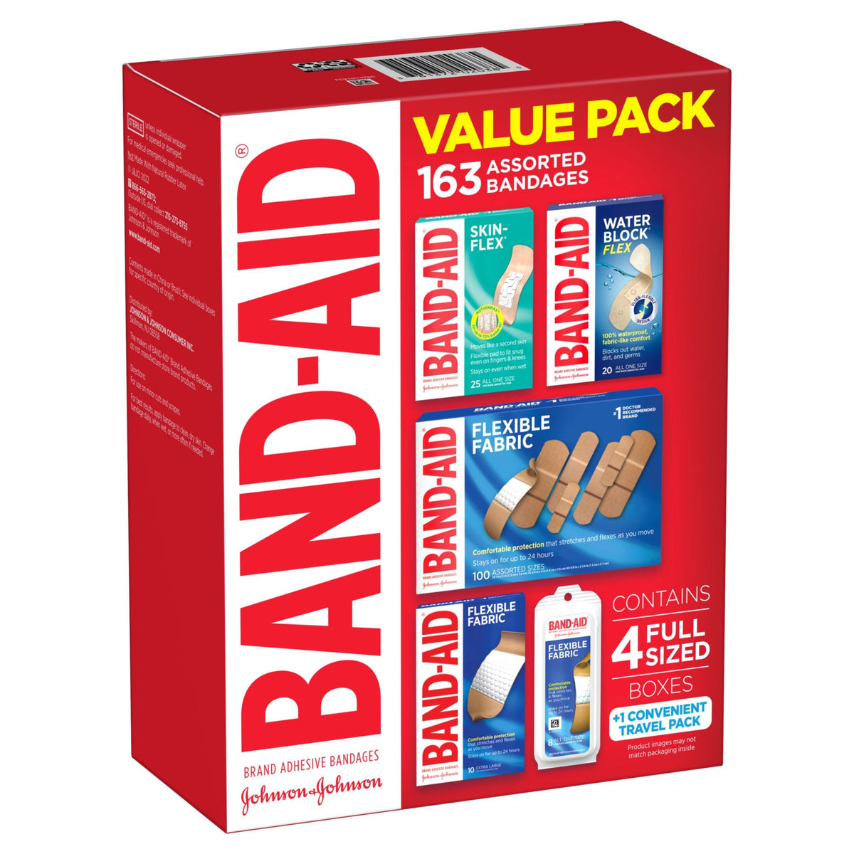 Band-Aid Brand Adhesive Bandages Value Pack in Assorted Sizes, 163 ct.