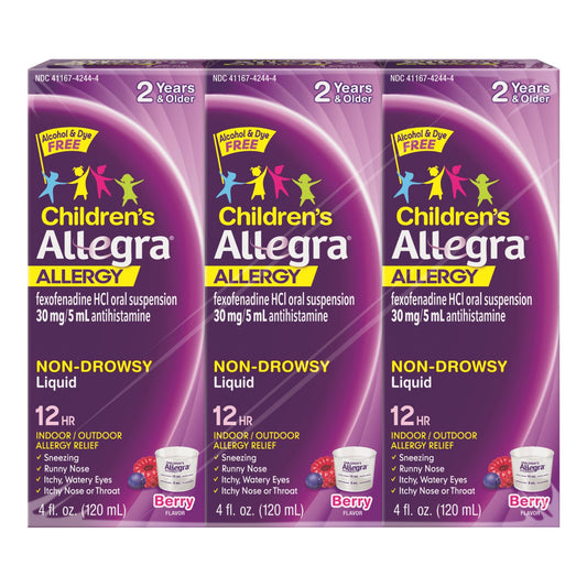 Allegra Children's Dye-Free 12-Hour Allergy Relief Liquid, 3 ct./4 fl. oz.