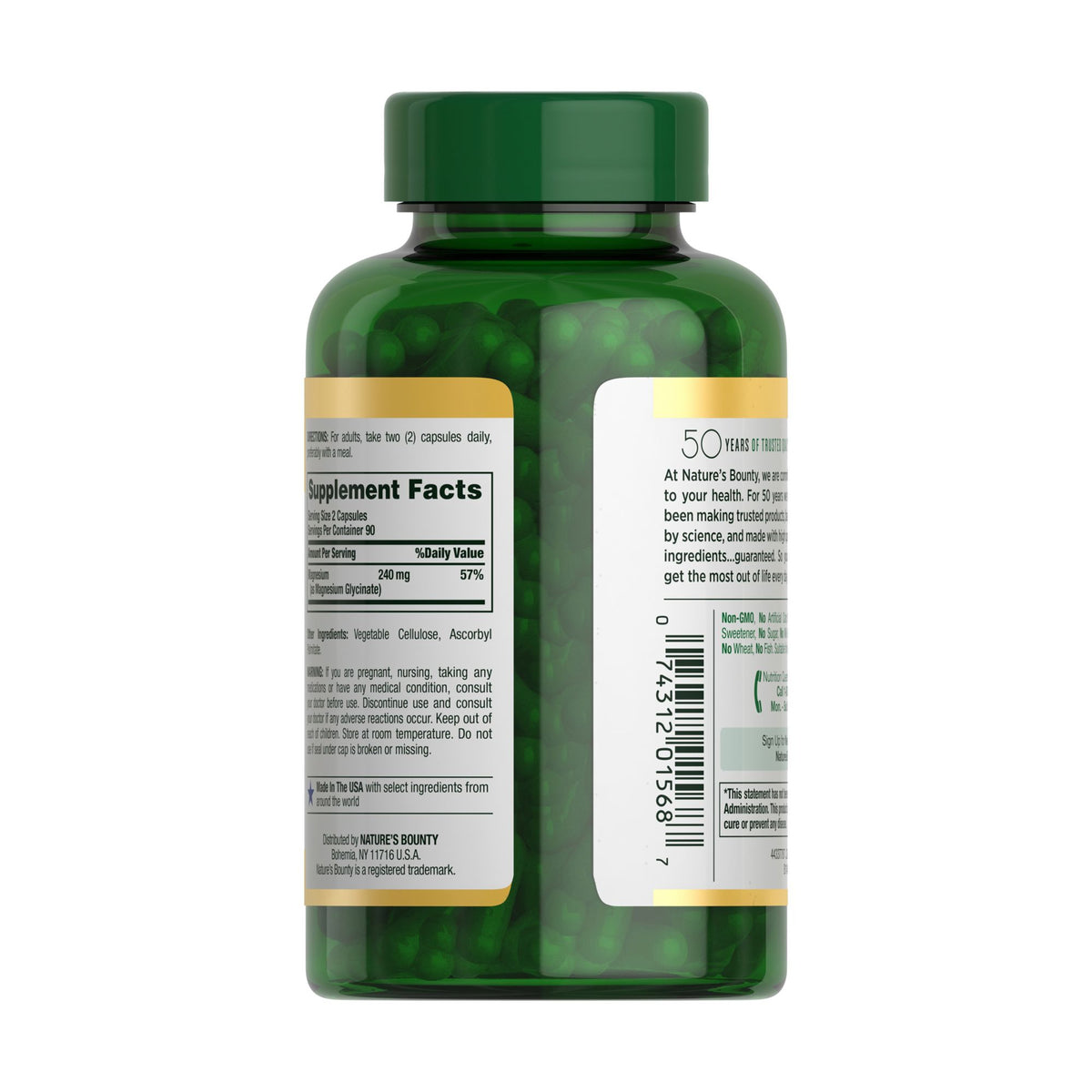 Nature's Bounty Magnesium Glycinate 240mg, 180 ct.