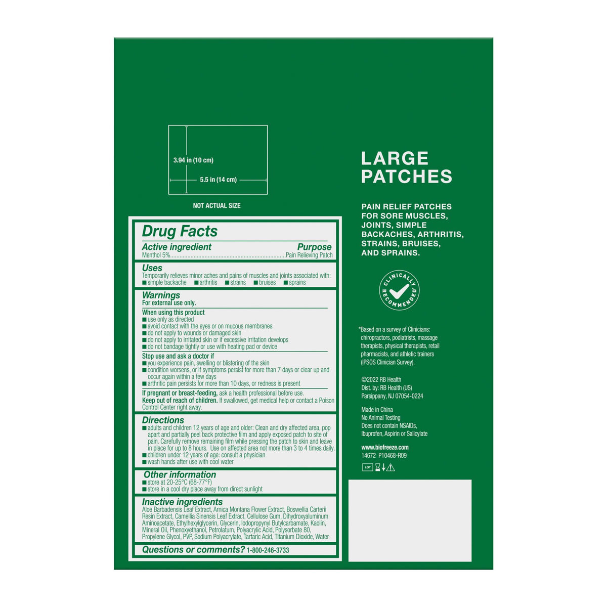 Biofreeze Large Patch, 15 ct.