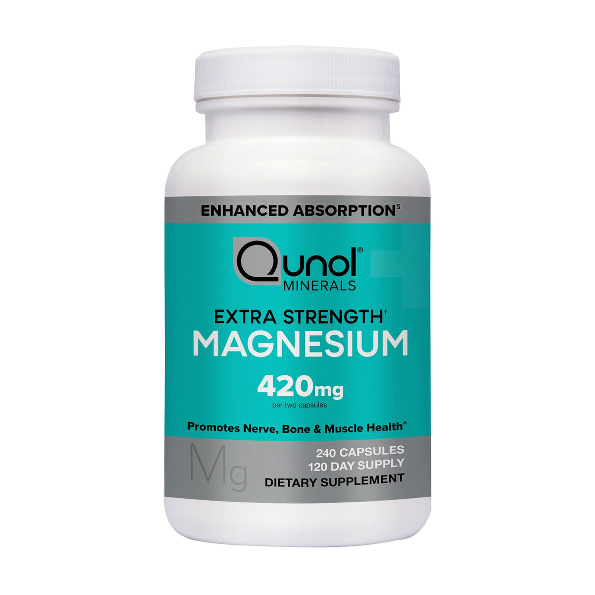 Qunol Magnesium Glycinate 420mg Capsule, 240 ct.