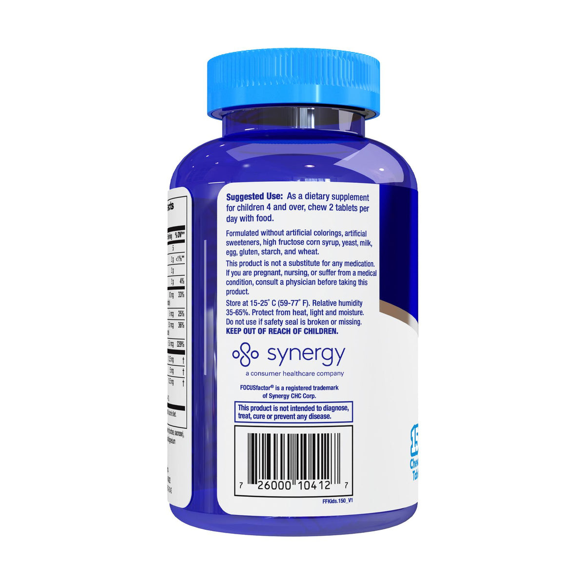 Focus Factor Kids Brain Health Supplement, Chewable Tablets Berry Blast Flavor, 150 ct.