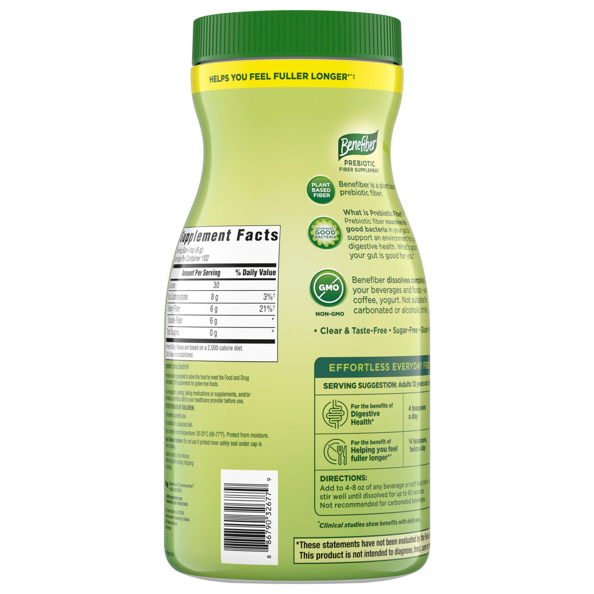 Benefiber Daily Prebiotic Fiber Supplement Powder, 28.9 oz.