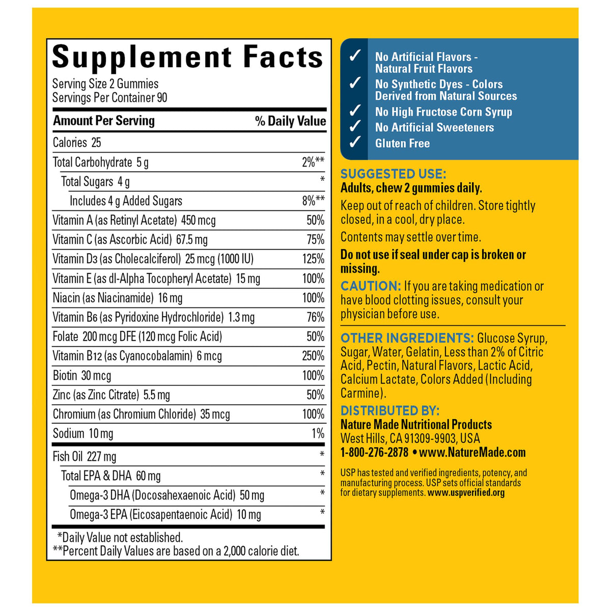 Nature Made Men's Multivitamin + Omega-3 Gummies, Strawberry, Lemon & Orange, 180 ct.