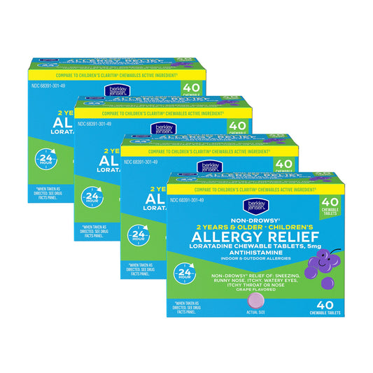 Berkley Jensen Children's Allergy Relief and Loratadine 5mg Chewable Tablets with Grape Flavor, 160 ct.