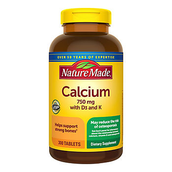 Nature Made Calcium 750mg with Vitamin D3 and K, Tablets, 300 ct.