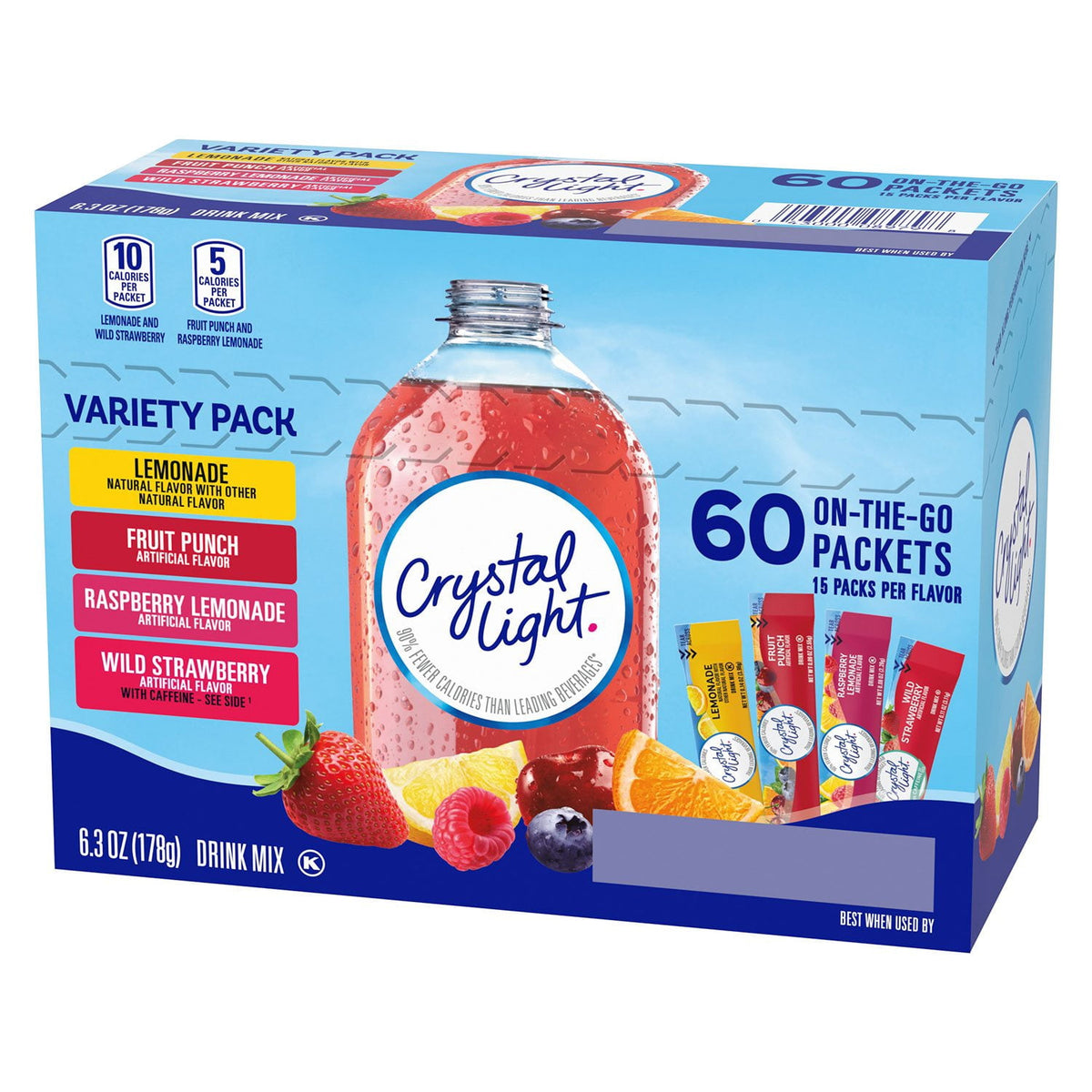 Crystal Light Variety Pack Drink Mix Packets, 60 ct.