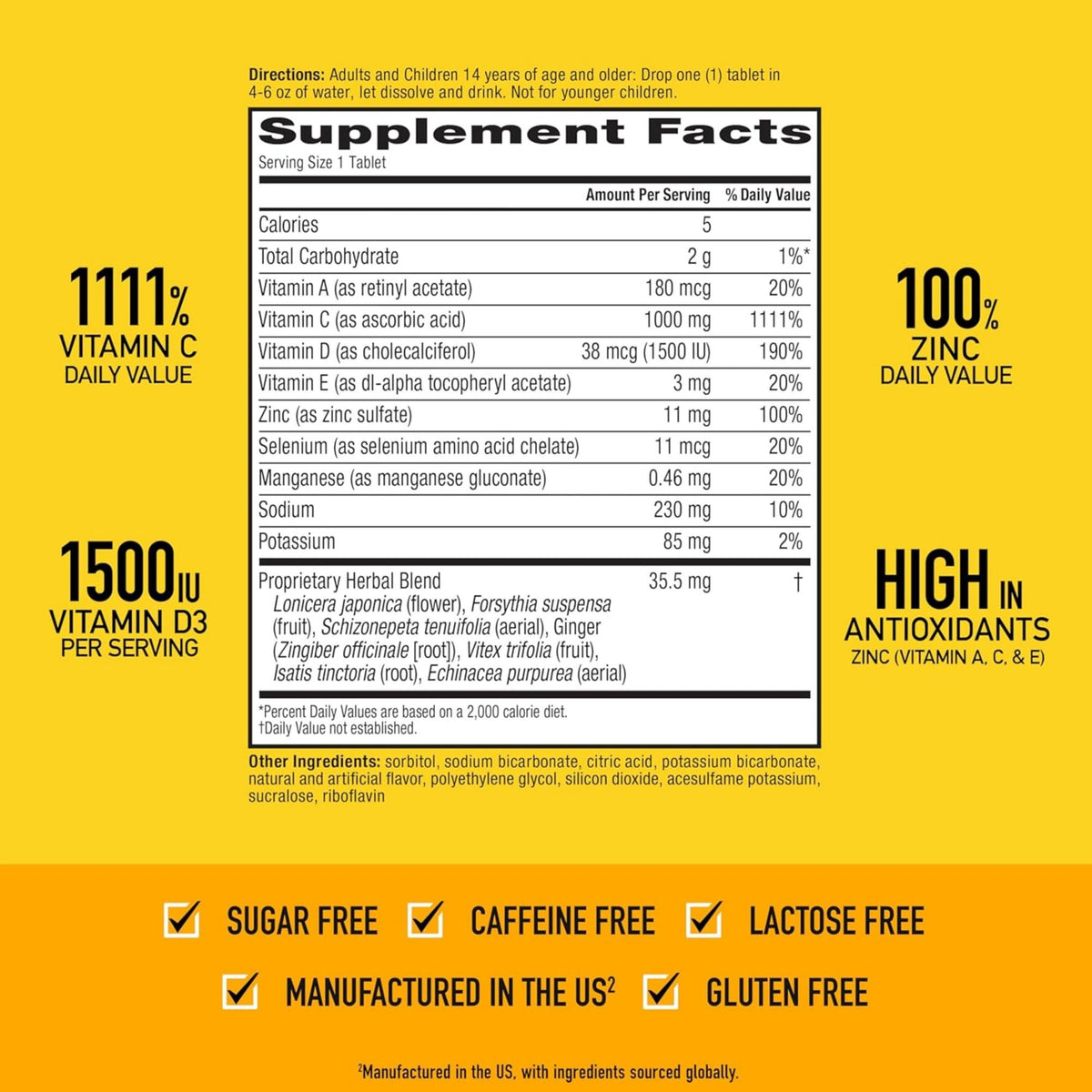 Airborne Immune Support, Vitamin C Effervescent Tablets, Orange Flavor, 36ct.