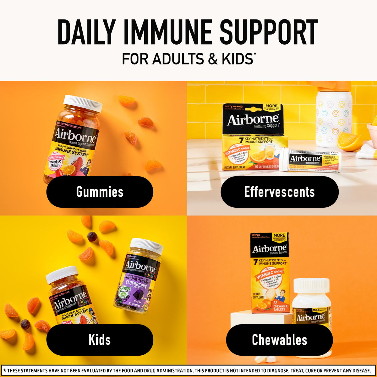 Airborne Immune Support, Vitamin C Effervescent Tablets, Orange Flavor, 36ct.
