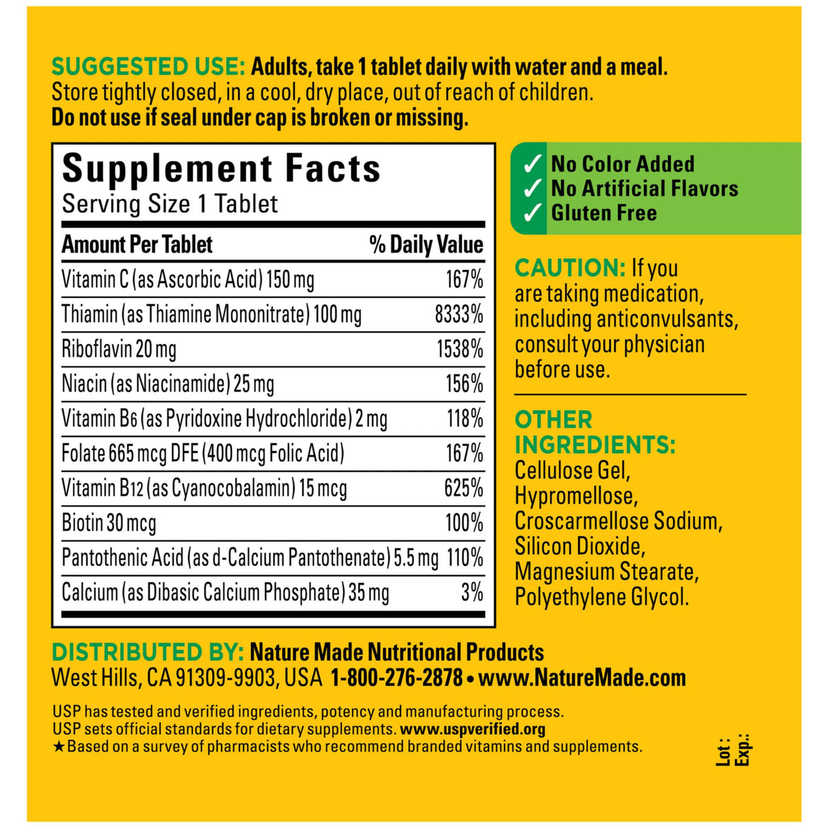 Nature Made Super B Complex with Vitamin C and Folic Acid Tablets, 460 ct.