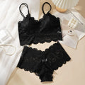 Women's Sexy Lace Bra Suit Solid Set Beautiful Back Hollow Out No Steel Ring Underwear With Lace Flower Breathable Panties