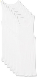 Essentials Men'S Lightweight Breathable Cotton Slim Fit Tank Undershirts, Pack of 6