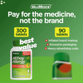 Valumeds 24-Hour Allergy Medicine Antihistamine for Pollen, Hay Fever, Dry, Itchy Eyes, Allergies | Cetirizine Hcl 10Mg Caplets, Compare to Leading (300 Count)
