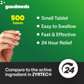 24-Hour Allergy Medicine 500-Count Non-Drowsy Antihistamine for Pollen, Hay Fever, Dry, Itchy Eyes, Allergies | Cetirizine Hcl 10Mg Tablets, Compare to Leading