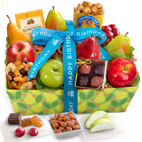 Happy Birthday Orchard Delight Fruit and Gourmet Gift Basket 