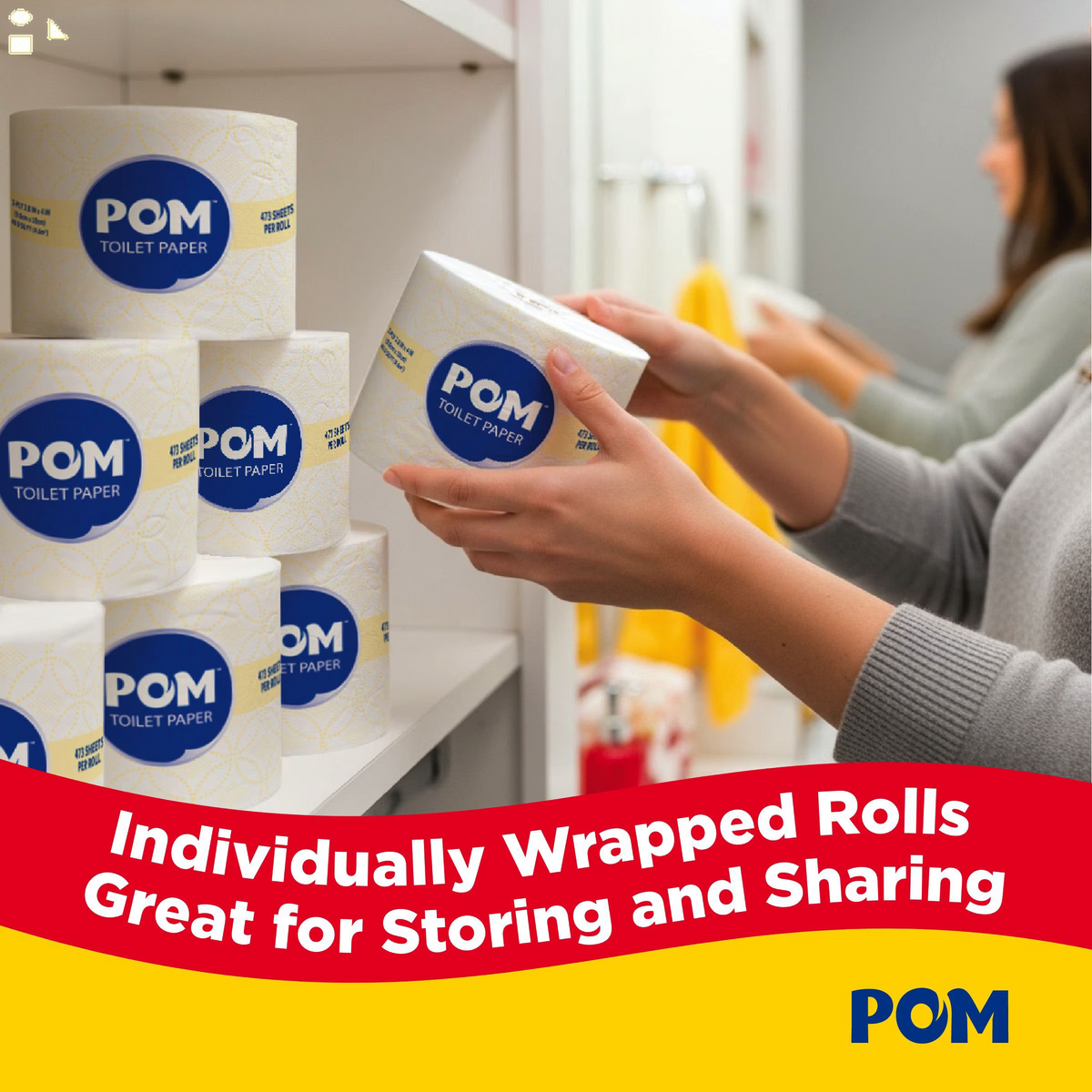 POM 2-Ply Toilet Paper 45 Rolls, 473 Sheets/Roll