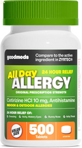 24-Hour Allergy Medicine 500-Count Non-Drowsy Antihistamine for Pollen, Hay Fever, Dry, Itchy Eyes, Allergies | Cetirizine Hcl 10Mg Tablets, Compare to Leading