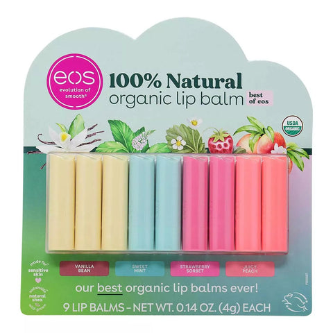 Eos 100% Natural Organic Lip Balm, 9 Sticks Best Of Eos