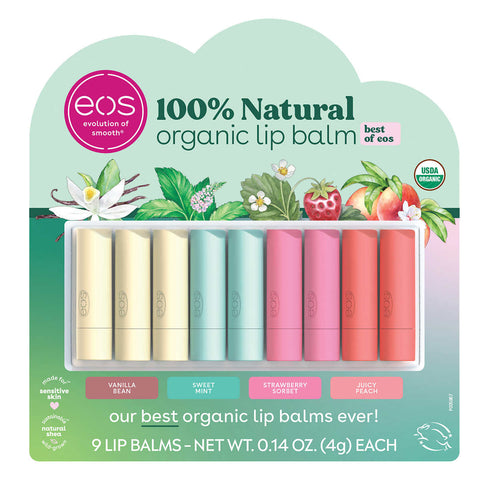 Eos Best of Eos Lip Balm, 9 Sticks  With Natural Oil, Shea Butter & Jojoba Oil | All-day Moisture & Soft