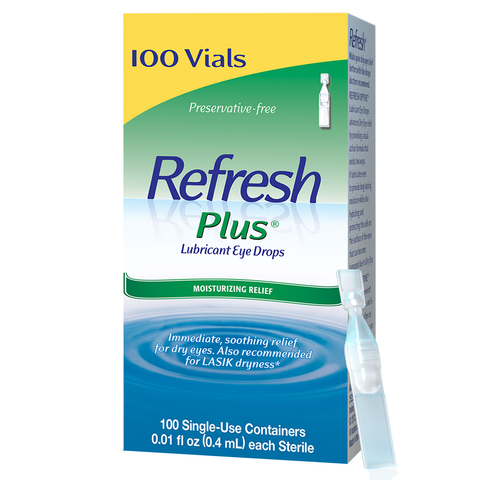 Refresh plus Lubricant Eye Drops, 100 Single Use Containers