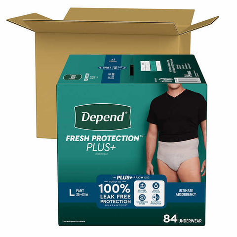 Depend Fresh Protection plus for Men Size Large 84 Ct | Ultimate Absorbency Incontinence Protection Underwear