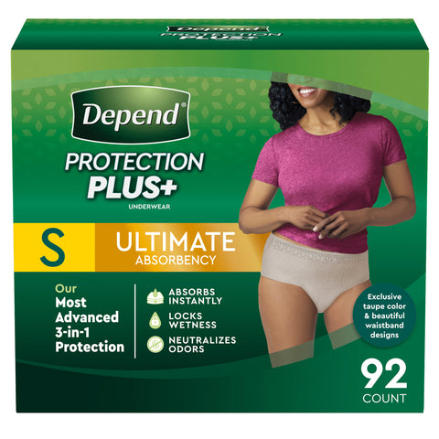 Depend Protection plus for Women Size Small 92 Ct | Ultimate Absorbency Incontinence Protection Underwear