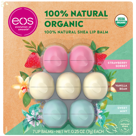 Eos Organic Lip Balm, 7 Spheres With 100% Natural Oil, Shea Butter & Jojoba Oil | All-day Moisture & Soft