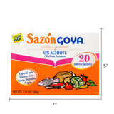 Goya Sazon Sin Achiote (Without Annatto) 3.52 Oz, 20 Packets/Sobres