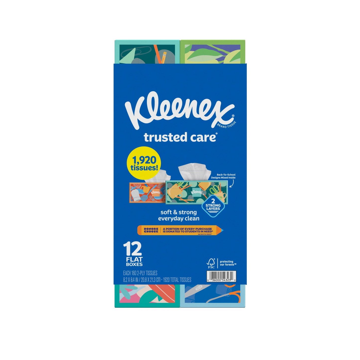 Kleenex Trusted Care Facial Tissues 12 Boxes 160-Count