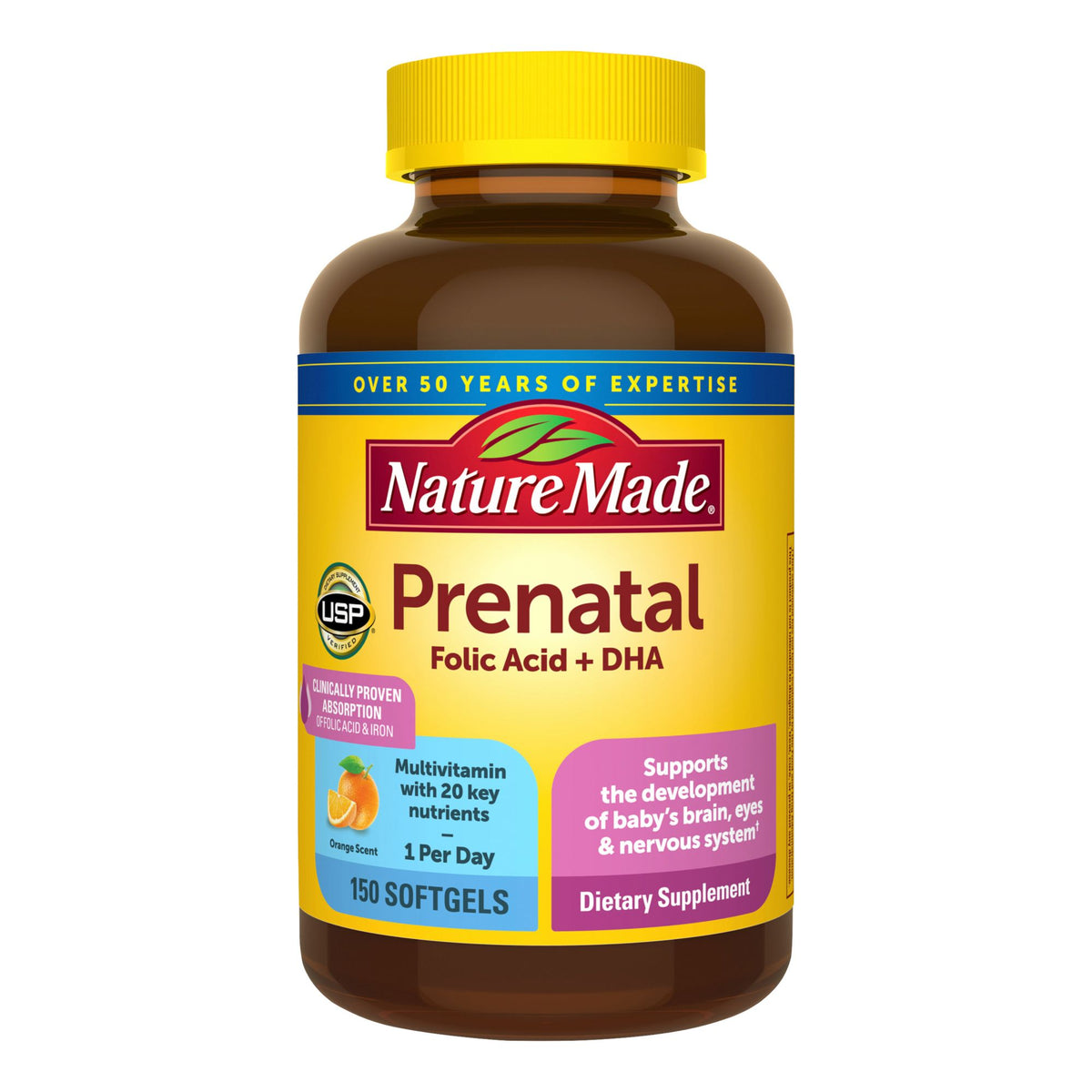 Nature Made Prenatal with Folic Acid + DHA Softgels, 150 ct.