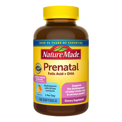 Nature Made Prenatal with Folic Acid + DHA Softgels, 150 ct.