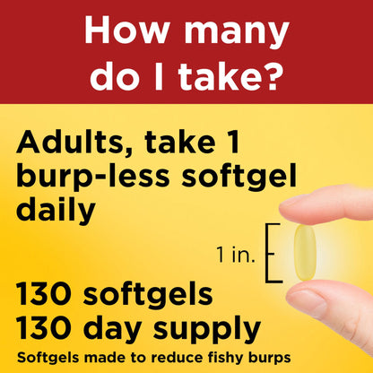Nature Made Burp-Less Ultra Omega-3 Fish Oil 1400mg Softgels, 130 ct.