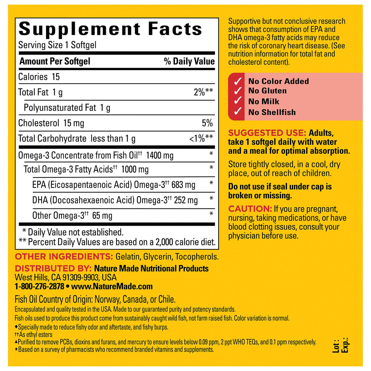 Nature Made Burp-Less Ultra Omega-3 Fish Oil 1400mg Softgels, 130 ct.