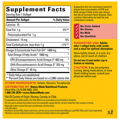 Nature Made Burp-Less Ultra Omega-3 Fish Oil 1400mg Softgels, 130 ct.