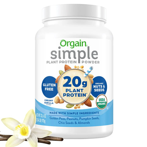 Orgain USDA Organic Simple Plant Protein Powder Vanilla 32.6 oz ttt