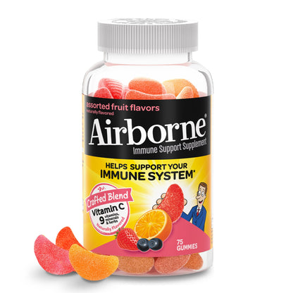 Airborne Immune Support Supplement, Assorted Fruit, Gummies, 75 ct.