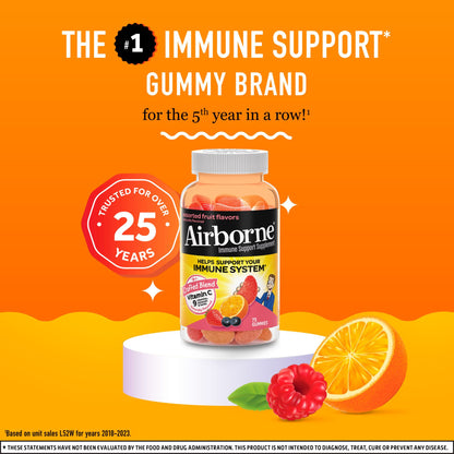 Airborne Immune Support Supplement, Assorted Fruit, Gummies, 75 ct.