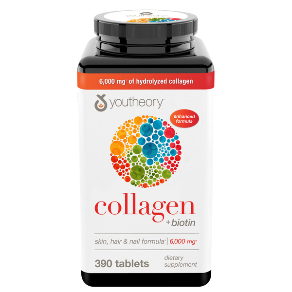 Youtheory Collagen Plus Biotin, 390 Tablets  with 18 Amino Acids Revitalizes Skin, Hair and Nails