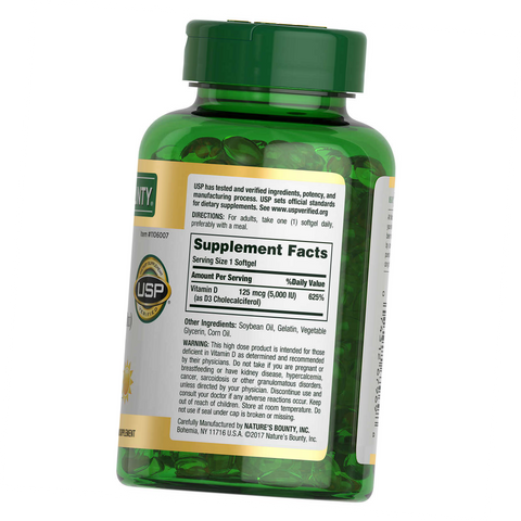 Nature'S Bounty Vitamin D3 125 Mcg, 400 Softgels 