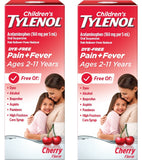 Pack Of 2 Children's Tylenol Suspension for Ages 2-11 Dye-Free Cherry Flavor, 4 Ounces