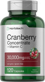 Cranberry Concentrate Extract + Vitamin C | 30,000Mg | 120 Capsules | Triple Strength Ultimate Potency Formula | Non-Gmo and Gluten Free Cranberry Pills Supplement | by Horbaach