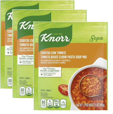Pack of 3 Knorr Sopa/Pasta Soup Mix Tomato Based Noodle Soup 3.5 Oz