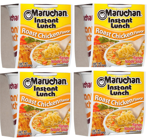 Pack of 4 Maruchan Roast Chicken Flavor Ramen Noodle Instant Lunch , 2.25 Oz