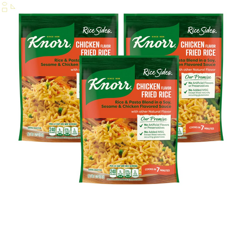 3 Pack Knorr Chicken Fried Rice Sides for a Tasty Rice Side Dish with Long Grain Rice No Artificial Flavors, No Preservatives, No Added MSG 
