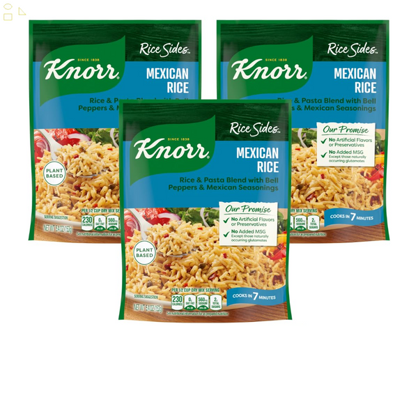 Pack of 3 Knorr Mexican Rice Sides for a Tasty Rice Side Dish Mexican Rice No Artificial Flavors, No Preservatives, No Added MSG