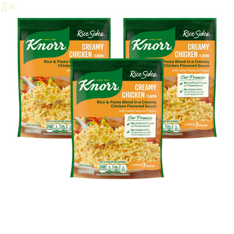 3 Pack Knorr Rice Creamy Chicken Sides for a Tasty Rice Side Dish with Long Grain Rice and Vermicelli Pasta No Artificial Flavors, No Preservatives, No Added MSG 