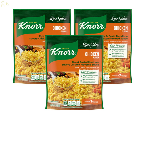 3 Pack Knorr Chicken Rice Sides for a Tasty Rice Side Dish No Artificial Flavors, No Preservatives, No Added MSG